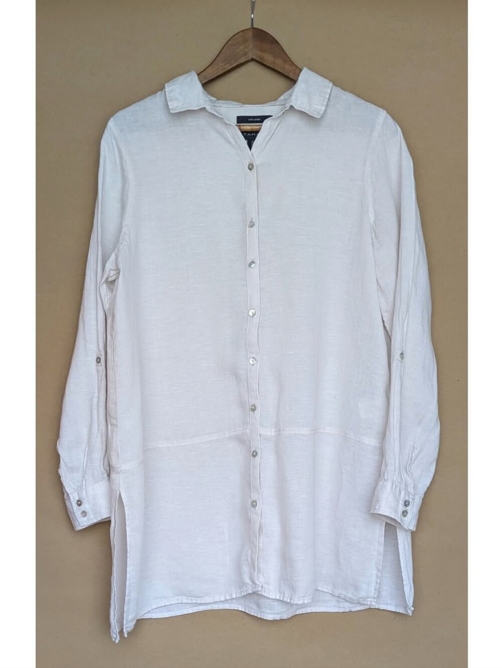 Tahari Beige Linen Tunic Dress